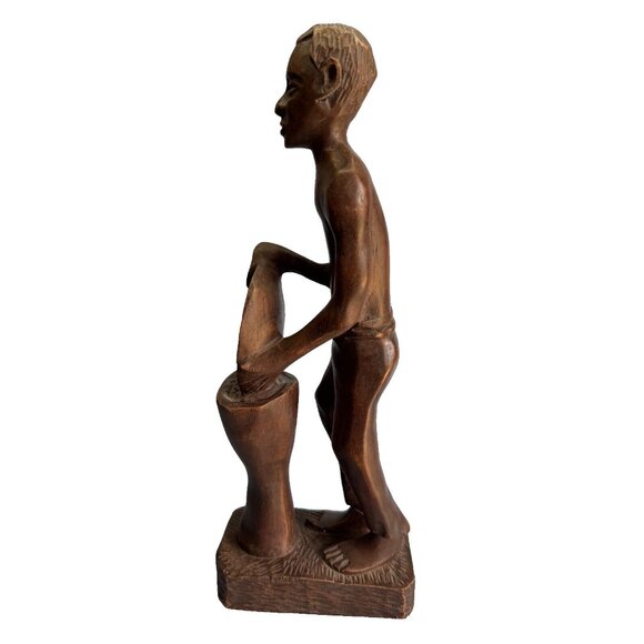 Vintage Hand-Carved Haitian Tribal Figurine Signed Simeon 16" Tall Solid Wood Sc - Picture 2 of 7